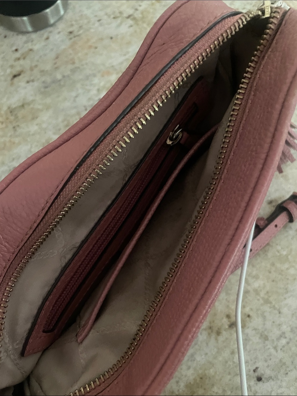 Michael Kors Dusty Rose Leather Tassel Crossbody Bag - Picture 3 of 9